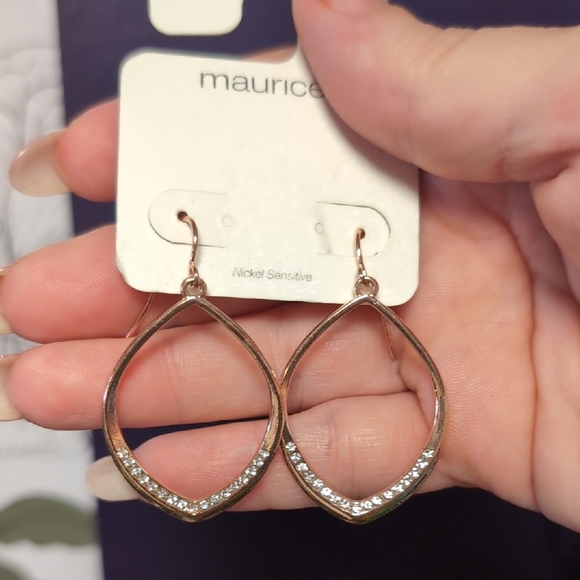 Maurices Shimmering Rose Gold Leaf Earrings - Picture 4 of 7